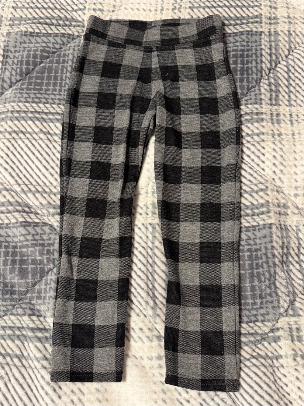 Girls' Black and Gray Plaid Leggings